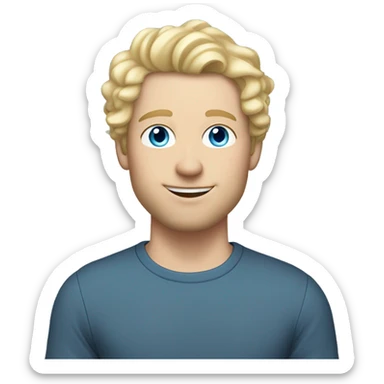 full body light curl blonde 30yo man blue eyed pale skin sticker