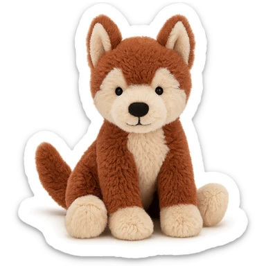 jellycat stuffed plush reddish-brown siberian husky pup sticker