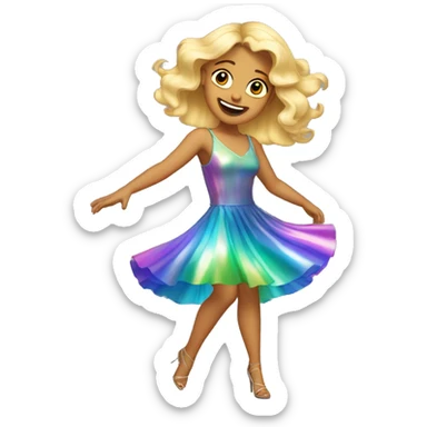 Dancing salsa blonde girl in an iridescent dress sticker