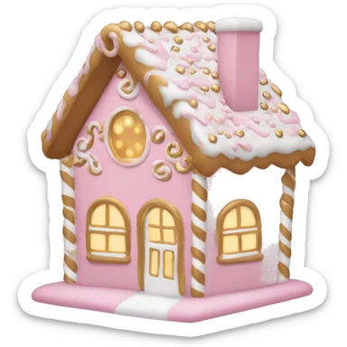 light pink and gold and white gingerbread house sticker