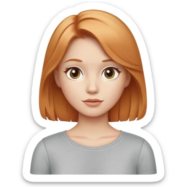 girl with strawberry blonde hair with light grey top sticker
