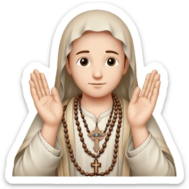 Praying hands holding a rosary sticker