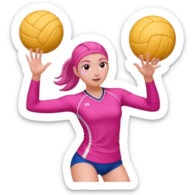 A pink girl playing volleyball sticker