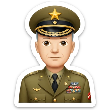 General Eisenhower in military uniform with five stars, World War II era sticker
