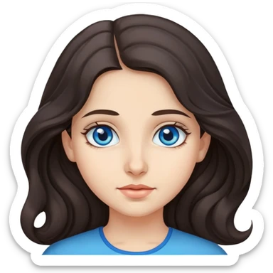 Syrian girl long wavy hair blue eyes pretty face  sticker