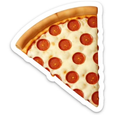 pizza slice with mischievous face, iOS emoji style sticker