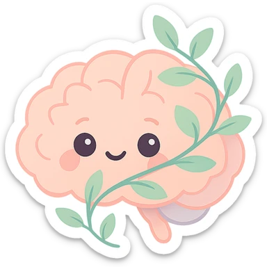 Remove the background so the brain with vine is on a transparent background, keeping the warm, inviting, positive mental health vibe. sticker
