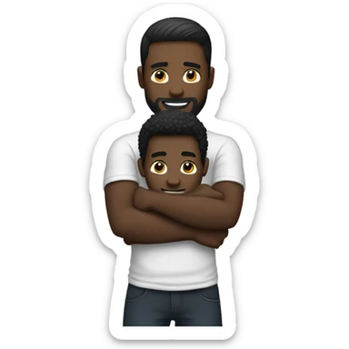 white man with black man hug sticker