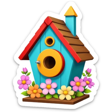 Birdhouse with flowers sticker