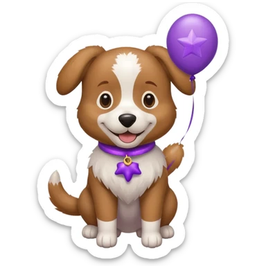 Dog hold purple star balloon sticker