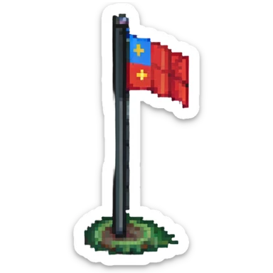 A pixel art flag on a simple pole sticker