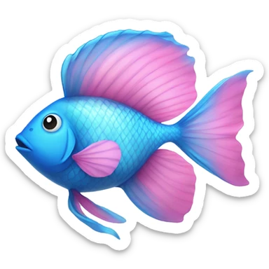 Blue fish with pink butterfly wings sticker