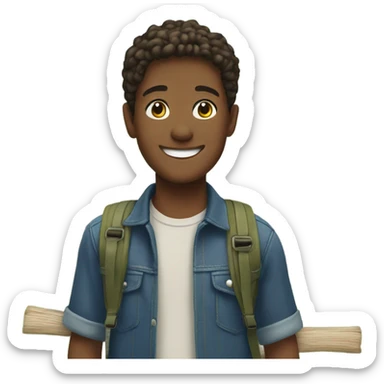 smiling boy in outdoor setting sticker