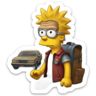 Bart Simpson time traveler sticker