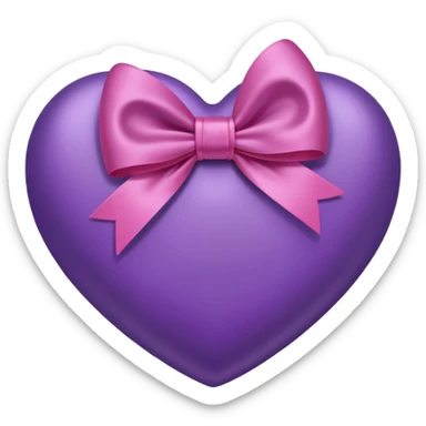 Purple heart with bow sticker