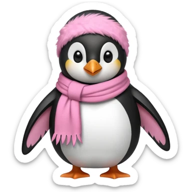 penguin with pink scarf  sticker