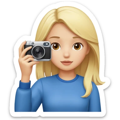 blonde cartoon girl taking picture sticker