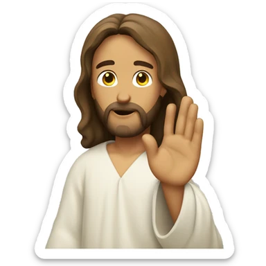 jesus listening with hand cupping ear sticker