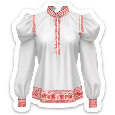 Blouse 👚 vyshyvanka, white with red embodiary on sleeves sticker