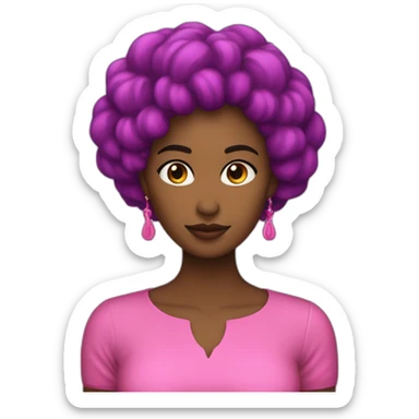 mujer-pelo-negro-y-dos-esferas-de-lana-rosa-y-lila sticker