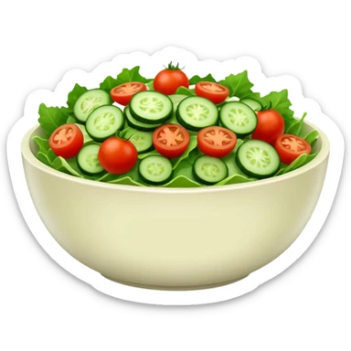 A bowl of salad emoji in the style of Apple emoji with a window. sticker