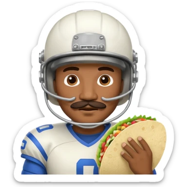 a fresh flour tortilla football player with a mustache sticker
