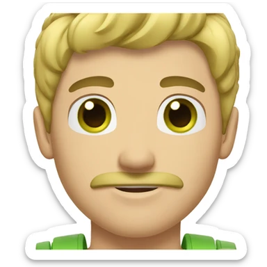 blond guy with green eyes short hair and a mustache muscular body sticker