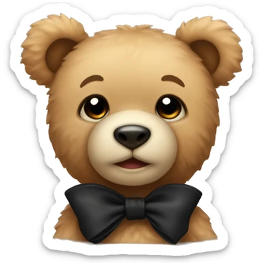 Cute teddy bear with black bow sticker