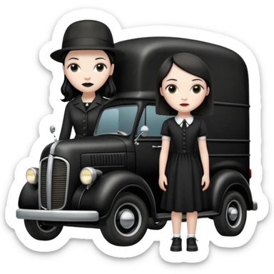 Heroic  Wednesday Adam’s  professional exterminator antique tall moving van hot rod sticker