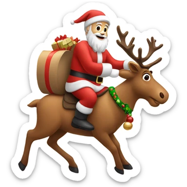 Santa riding a reindeer  sticker