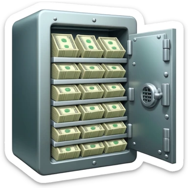 unlocked bank vault full of cash sticker
