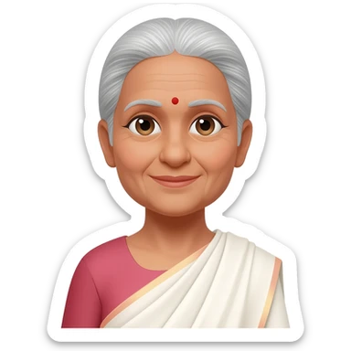 old lady in white saree sticker