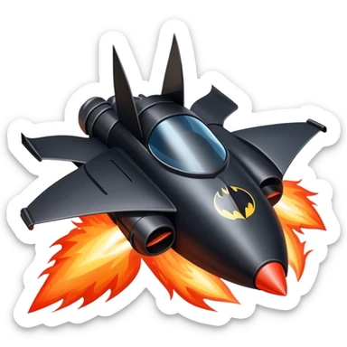 fine batmobile in rocket ship boom rocket at take-off in fire sticker