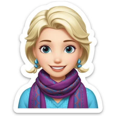 elsa with patterned scarf sticker