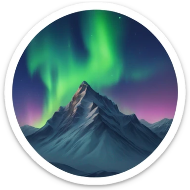 Northern lights with mountain  sticker
