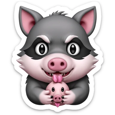 Wolf cartoon wholding animal for eating  sticker