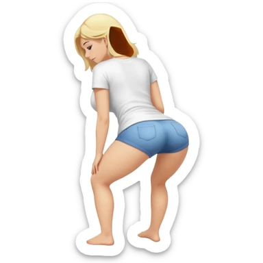 fullbody busty blonde woman cartoon emoji style bending over back view SFW no nudity sticker