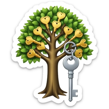 a small tree with keys on it. a key tree sticker