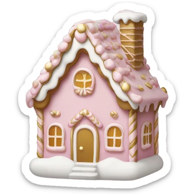 light pink and gold and white gingerbread house sticker