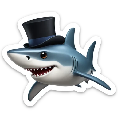 Shark with a top hat sticker