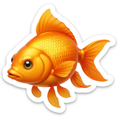 Cinematic Noble Orange Goldfish Portrait Emoji, Poised and regal, with a sleek, streamlined build and a lustrous, vibrant orange body, deep-set soulful golden eyes, Simplified yet sharp and sophisticated features, highly detailed, glowing with a soft, dignified glow, high shine, intelligent and graceful, stylized with an air of aquatic elegance, focused and attentive, soft glowing outline, capturing the essence of a watchful and confident aquatic companion, so majestic it feels as though it could glide out of the screen with effortless authority! sticker