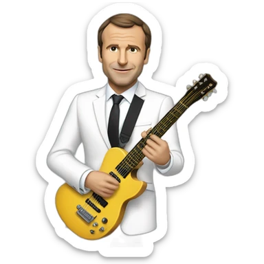 macron qui joue de la guitare électrique sticker