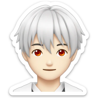 mafumafu red eyes white hair japanese boy cute sticker