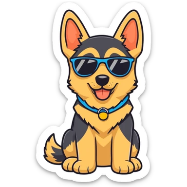 German shepherd puppy wearing sunglasses cool sticker