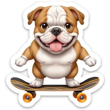 english bull dog on skateboard  sticker