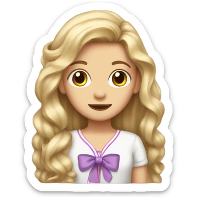 Girl with long hair and bows sticker