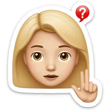 a yayayoyo style fair face and hand emoji pointing to question and answer sticker