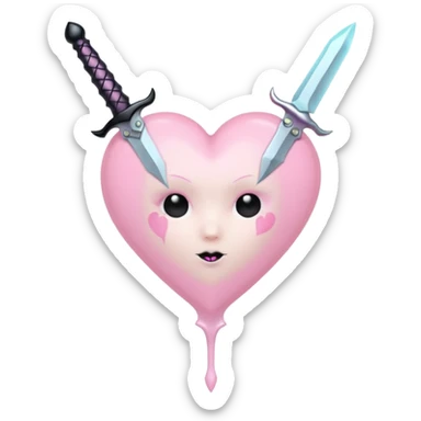 pastel goth heart with pastel dagger sticker