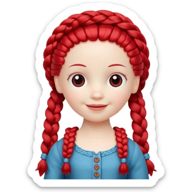 Doll with Red Hair – toy figure with braided red yarn hair.











































 sticker