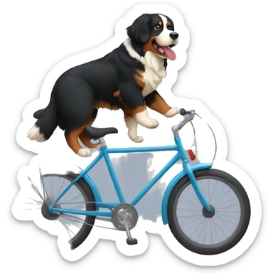 Bernese mountain dog on bicycle  sticker